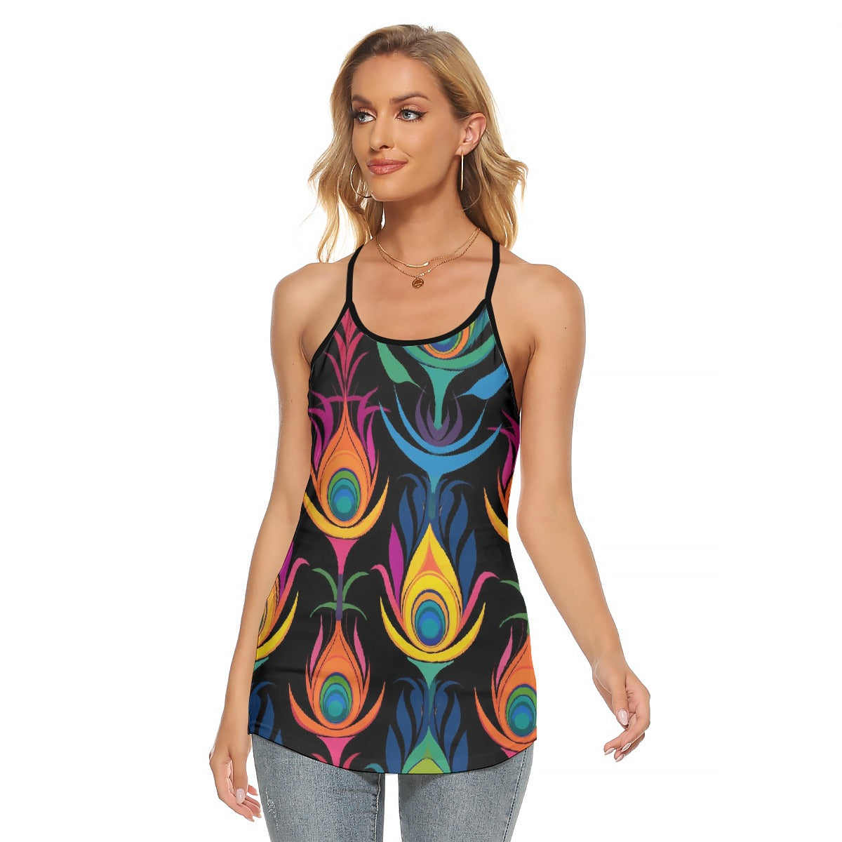All-Over Print Women's Criss-Cross Open Back Tank Top