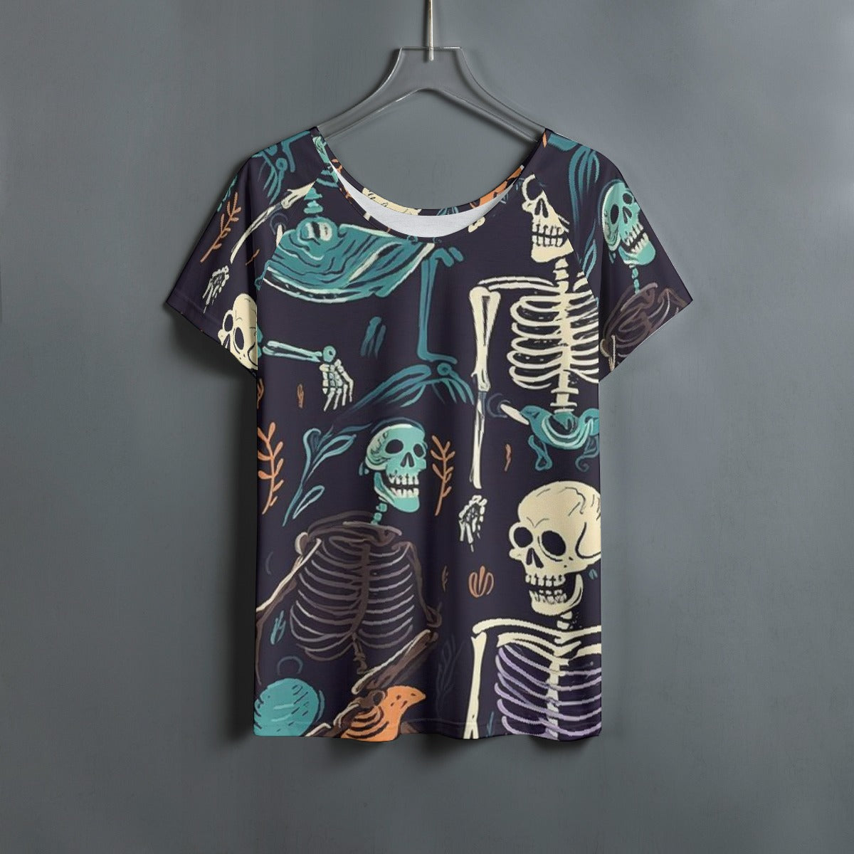 All-Over Print Women's Round Neck T-shirt With Raglan Sleeve