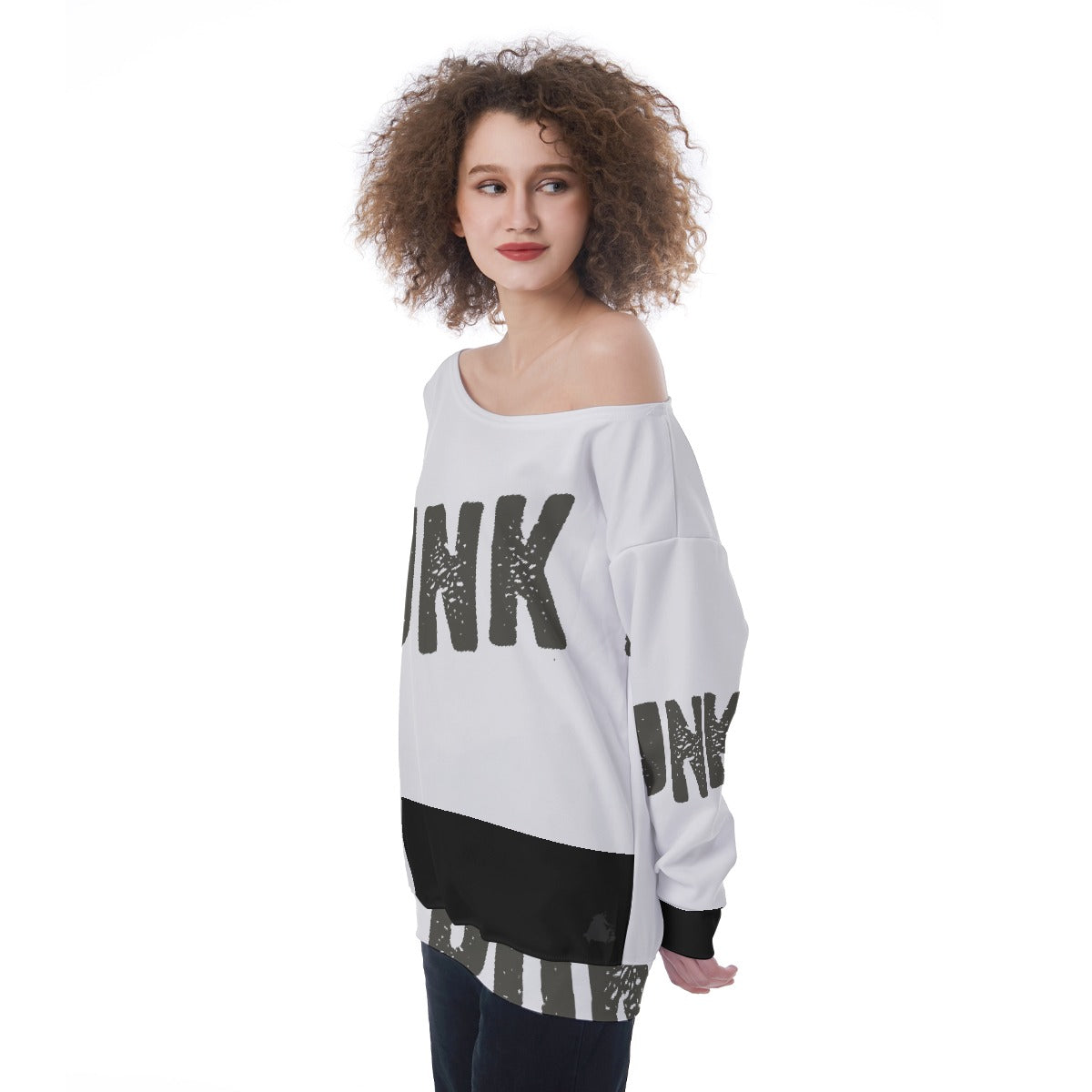 All-Over Print Oversized Women's Off-Shoulder Sweatshirt