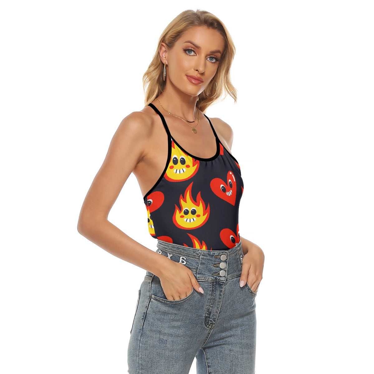All-Over Print Women's Criss-Cross Open Back Tank Top