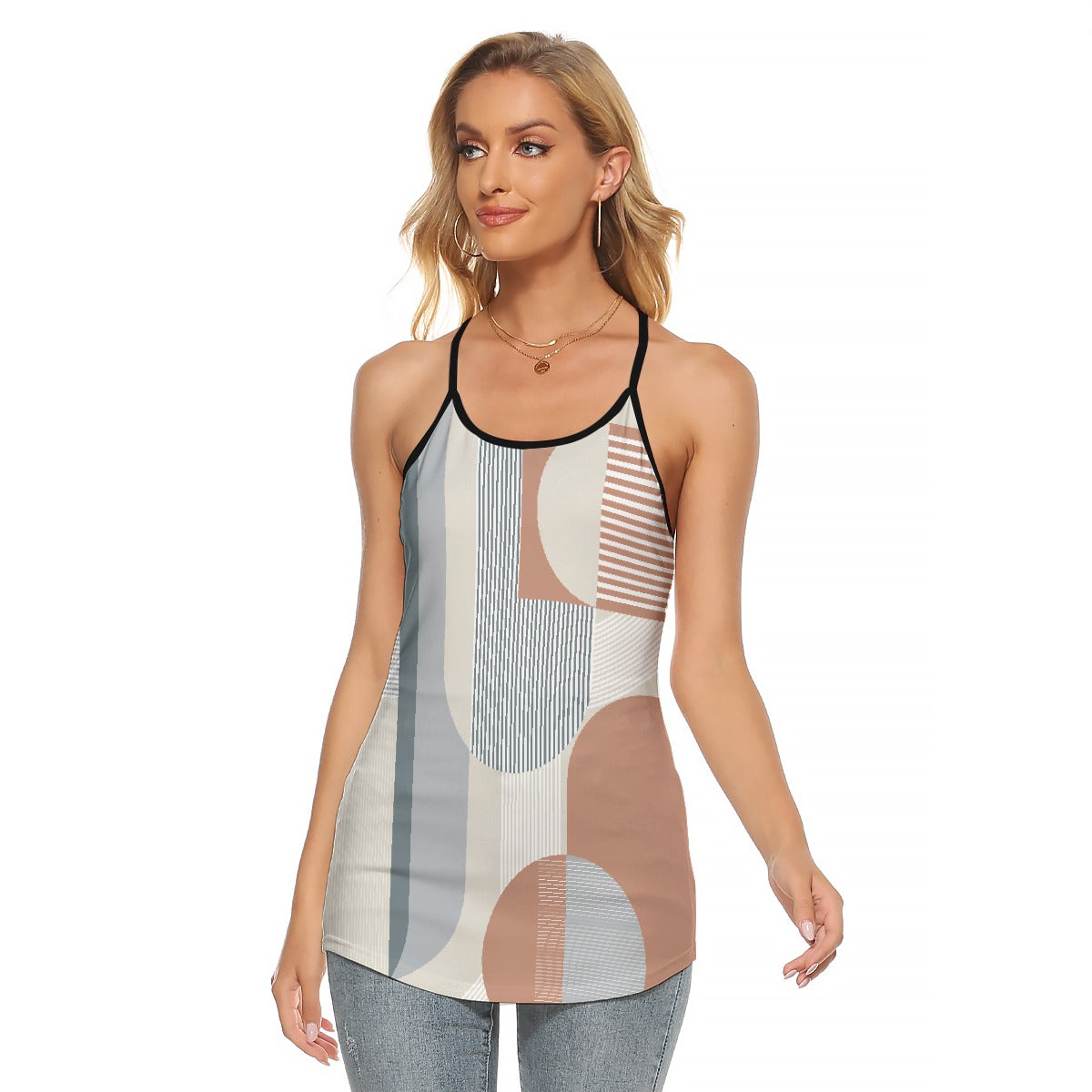 All-Over Print Women's Criss-Cross Open Back Tank Top