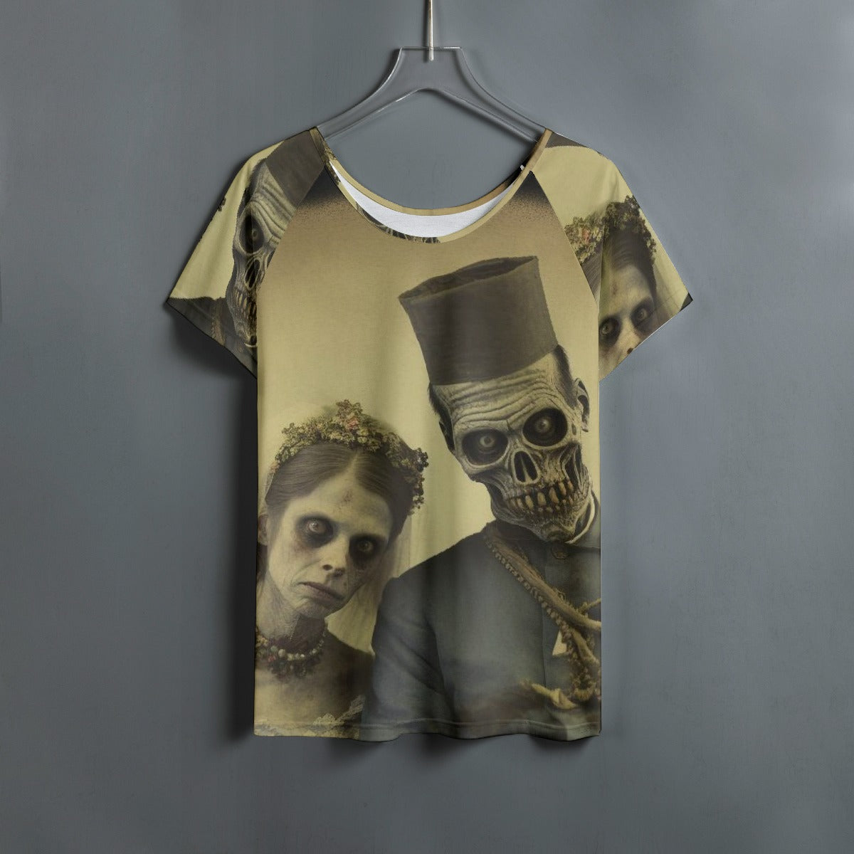 All-Over Print Women's Round Neck T-shirt With Raglan Sleeve