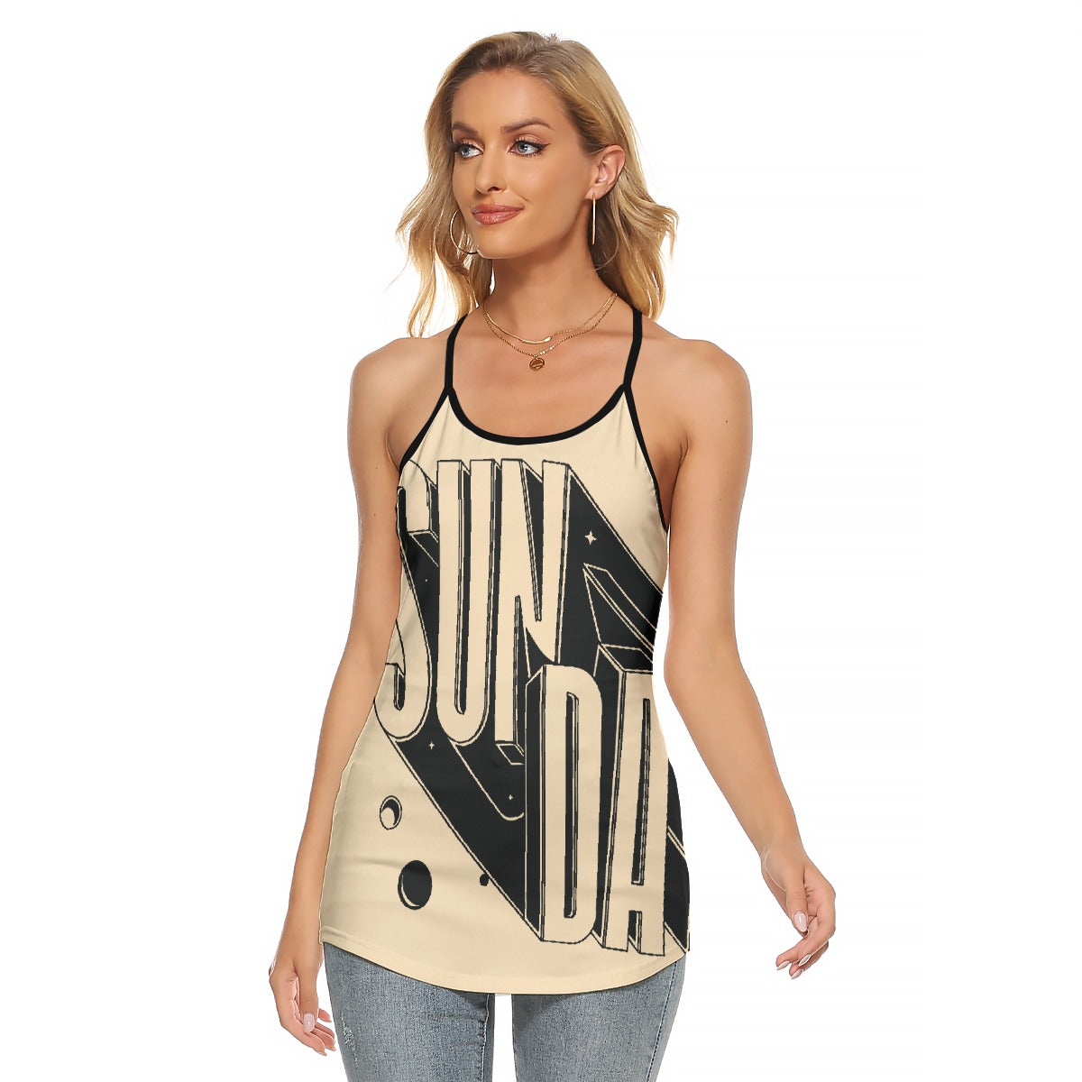 All-Over Print Women's Criss-Cross Open Back Tank Top