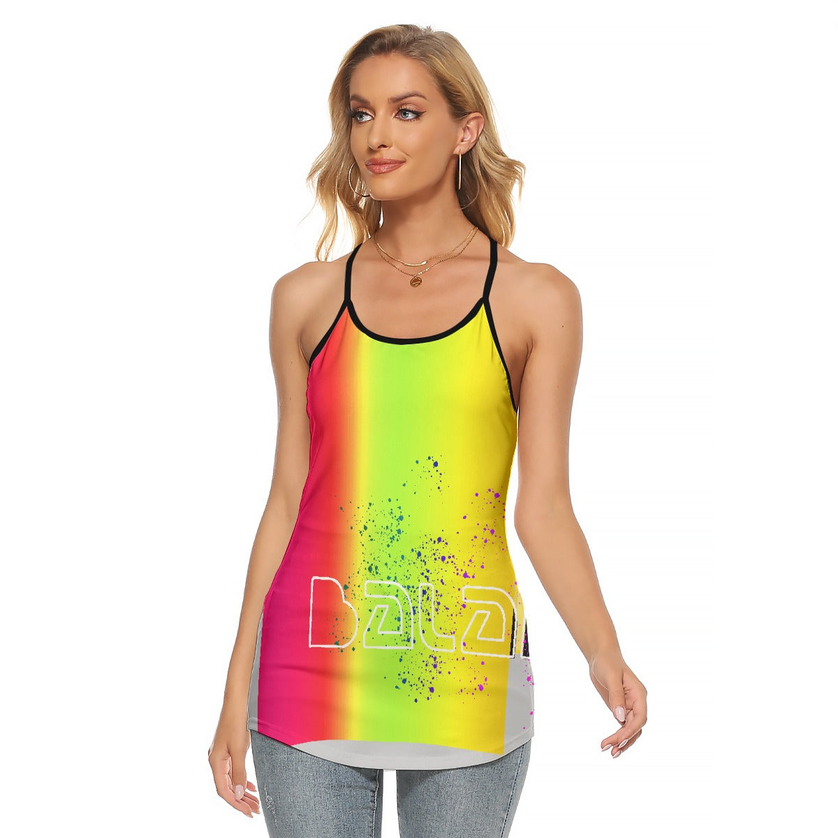 All-Over Print Women's Criss-Cross Open Back Tank Top
