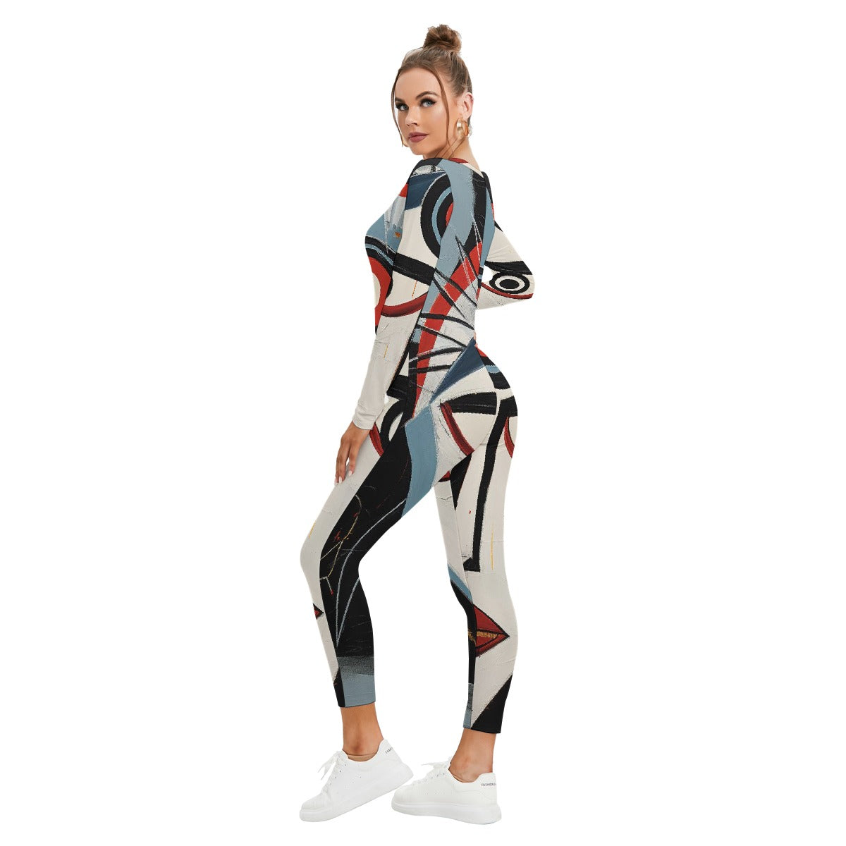 All-Over Print Women's Plunging Neck Jumpsuit