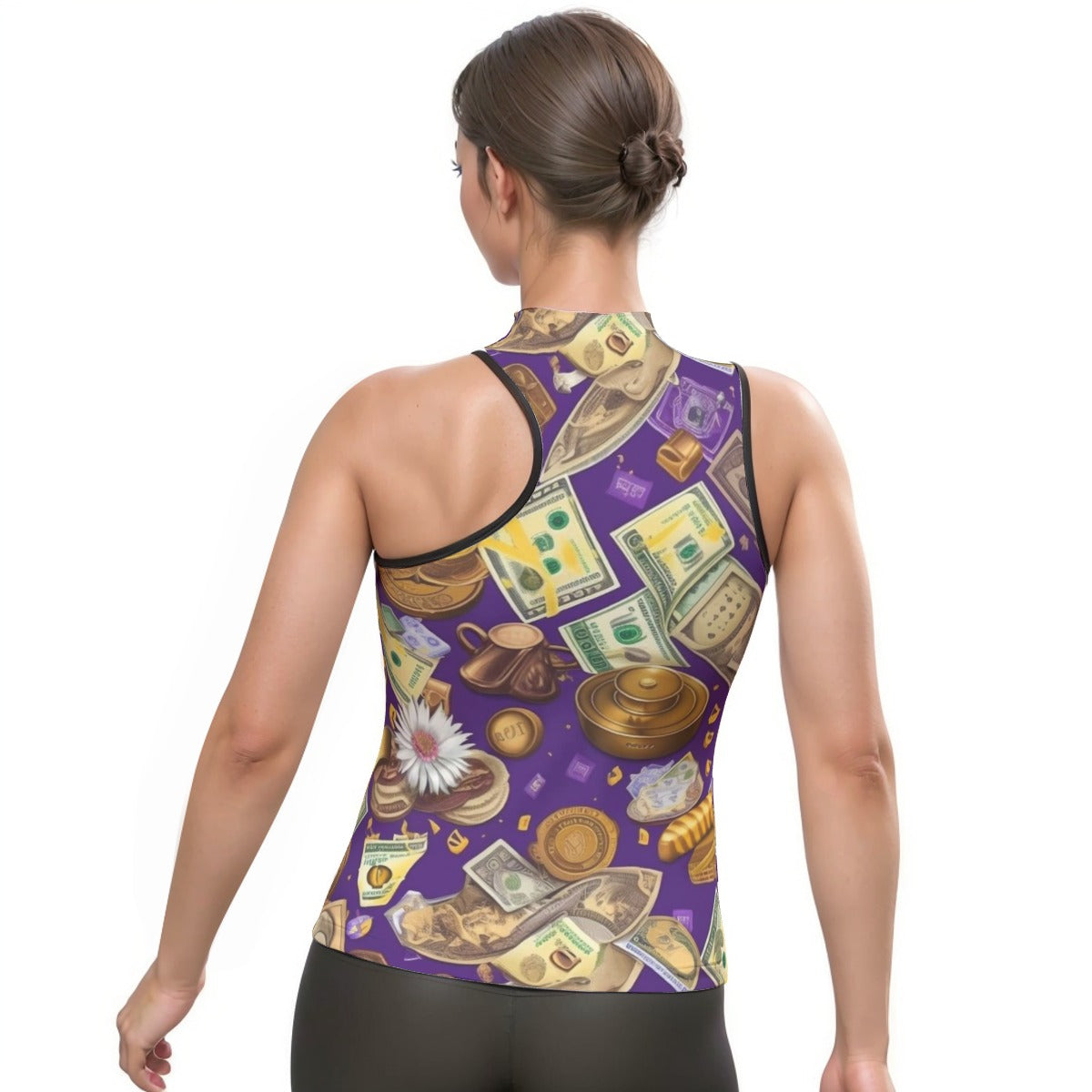 All-Over Print Women's Halter Sleeveless Asymmetrical Tank Top