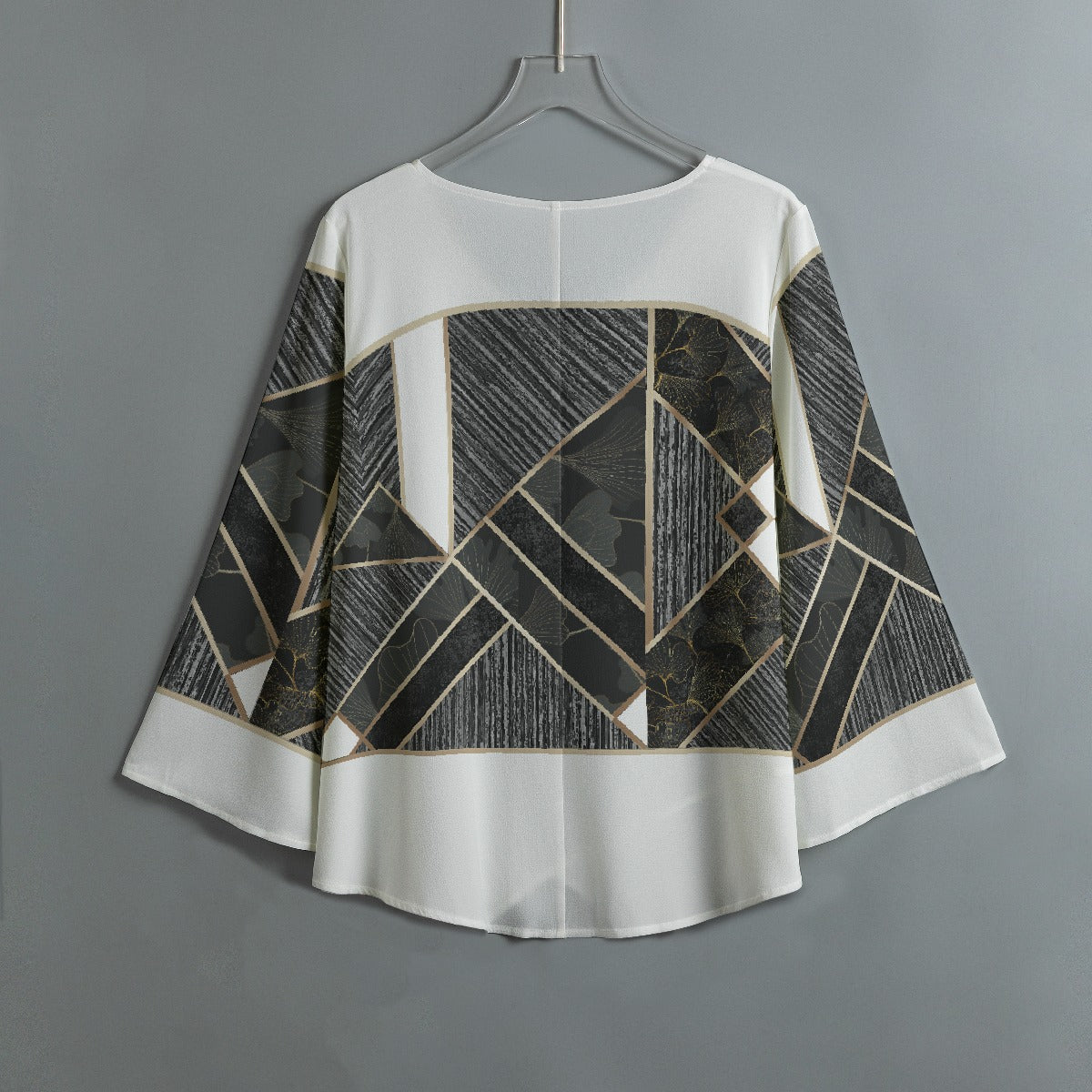 All-Over Print Women's V-neck T-shirt With Irregular Hem