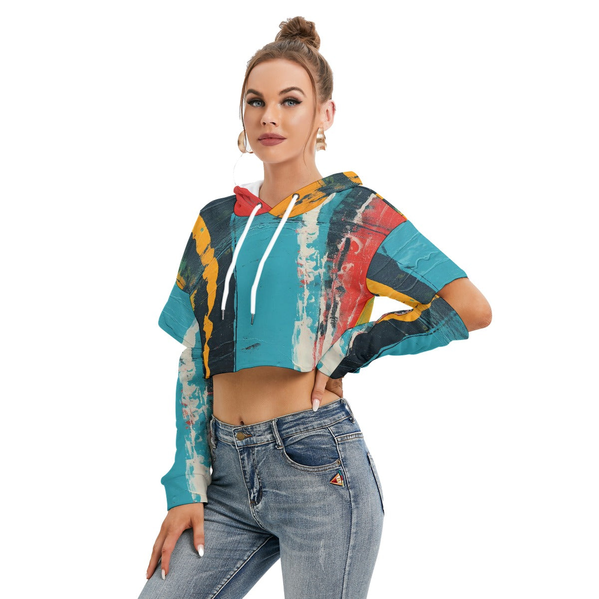 All-Over Print Women's Heavy Fleece Hoodie With Hollow Out Sleeve