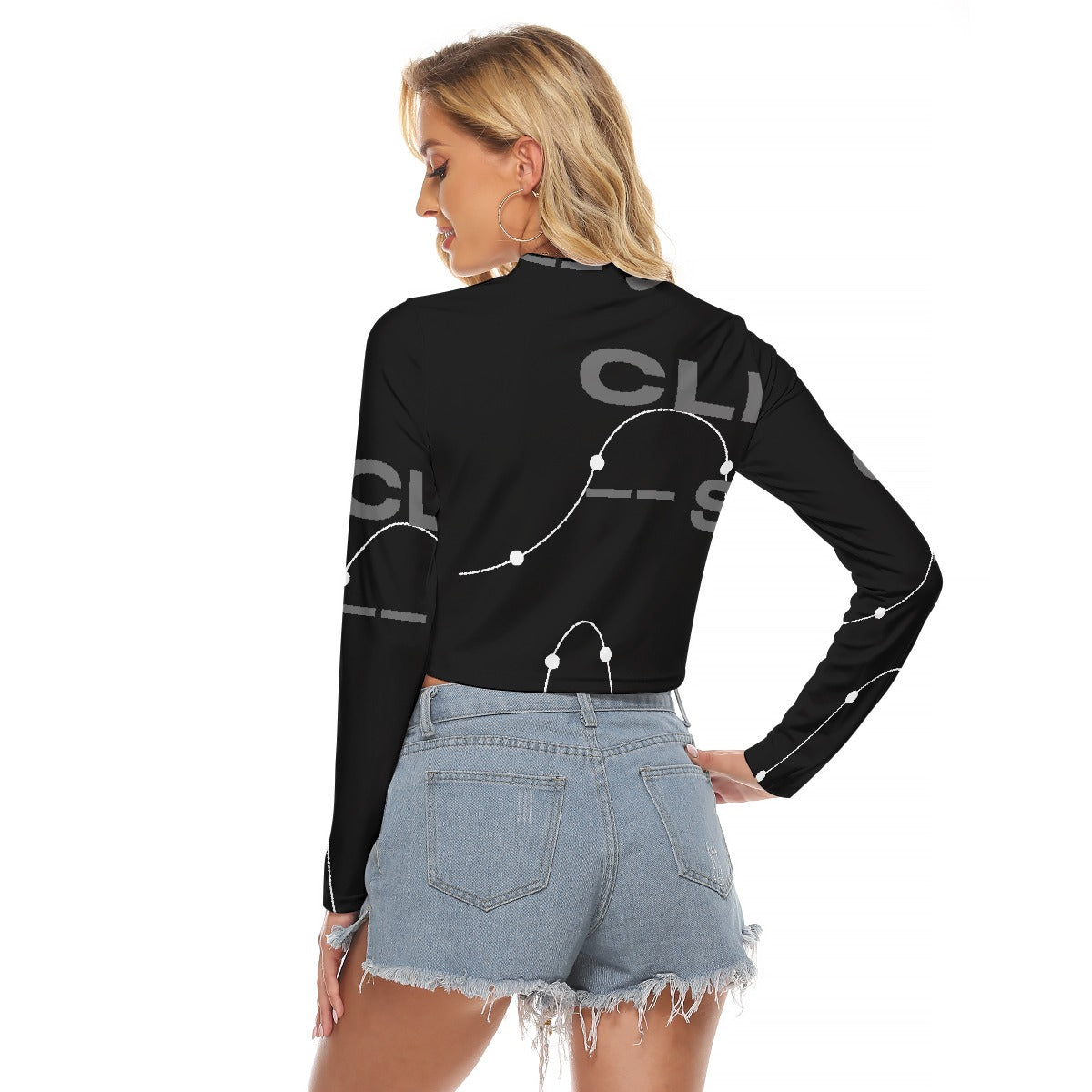 All-Over Print Women's Hollow Chest Keyhole Tight Crop Top