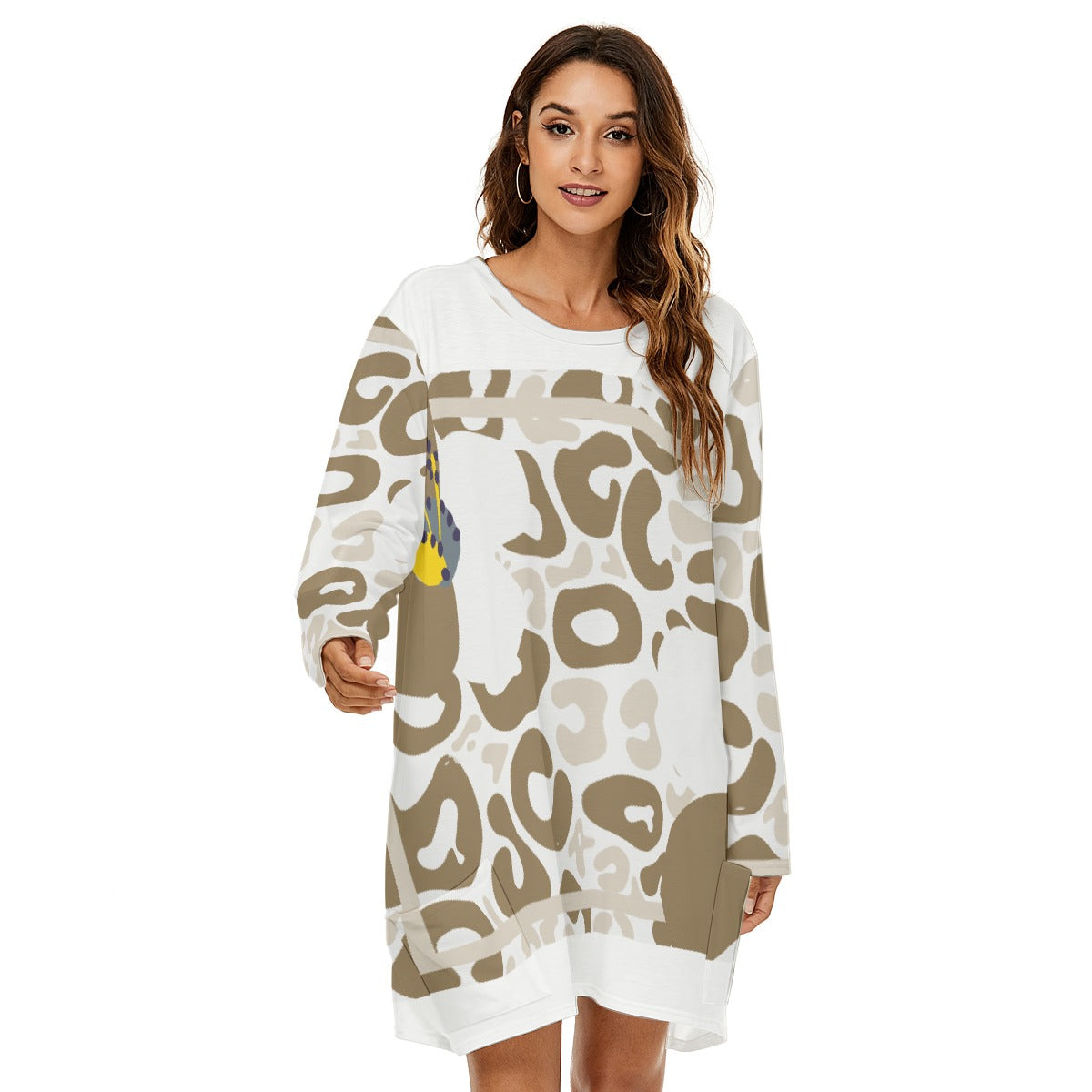 All-Over Print  Women's Loose Crew Neck Dress