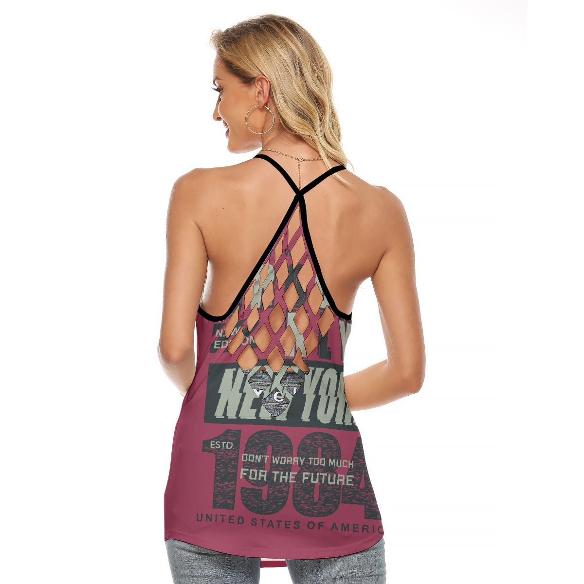All-Over Print Women's Criss-Cross Open Back Tank Top