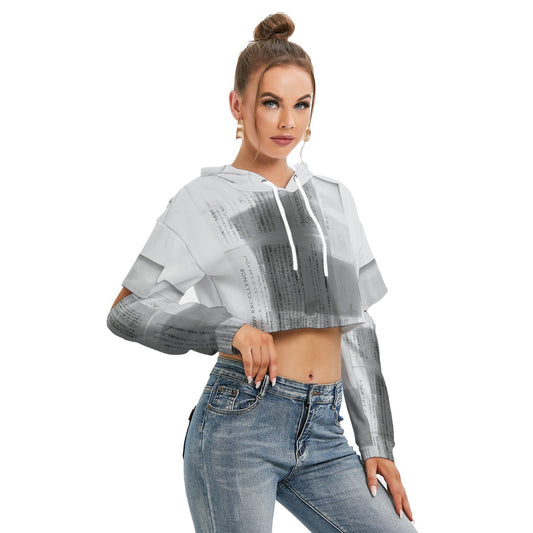 All-Over Print Women's Heavy Fleece Hoodie With Hollow Out Sleeve
