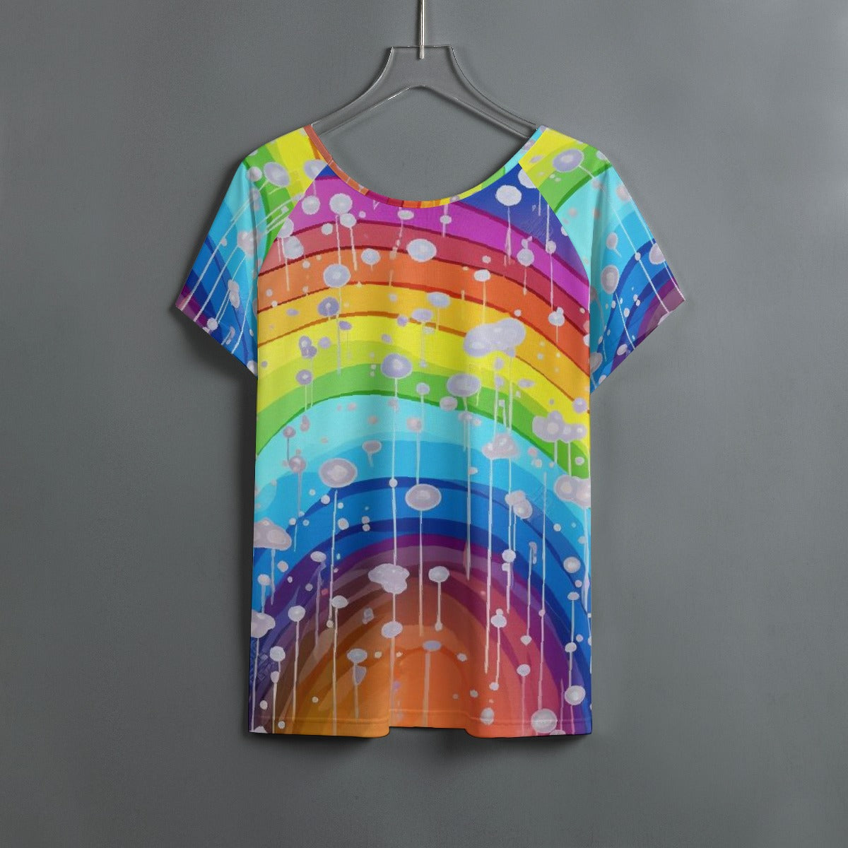 All-Over Print Women's Round Neck T-shirt With Raglan Sleeve