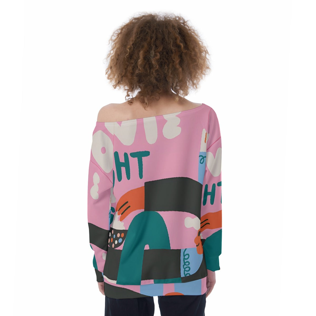 All-Over Print Oversized Women's Off-Shoulder Sweatshirt