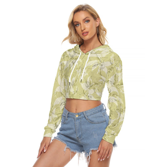 All-Over Print Women's Crop Top Hoodie|Velvet