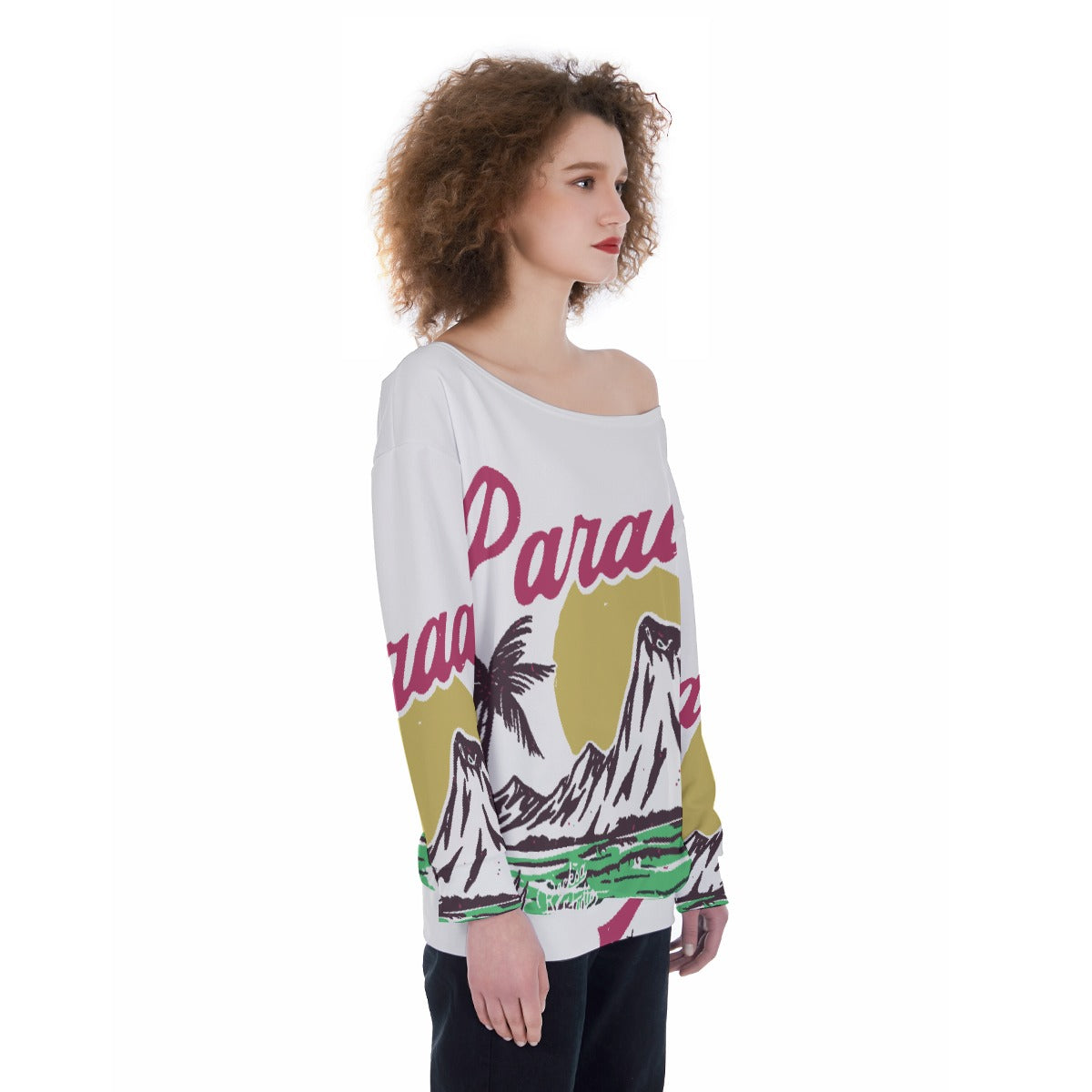 All-Over Print Oversized Women's Off-Shoulder Sweatshirt