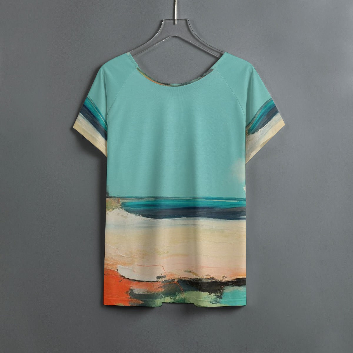 All-Over Print Women's Round Neck T-shirt With Raglan Sleeve