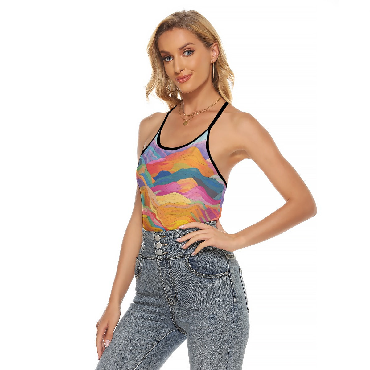 All-Over Print Women's Criss-Cross Open Back Tank Top