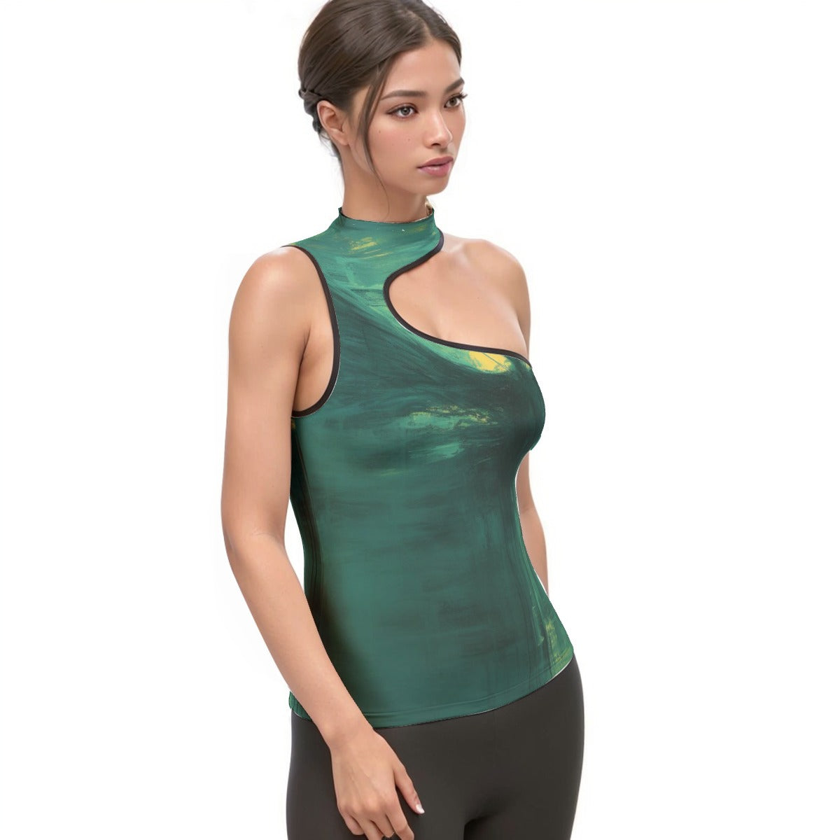 All-Over Print Women's Halter Sleeveless Asymmetrical Tank Top