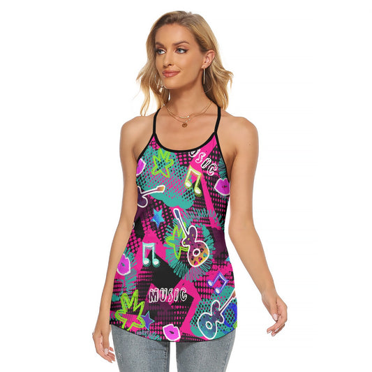All-Over Print Women's Criss-Cross Open Back Tank Top