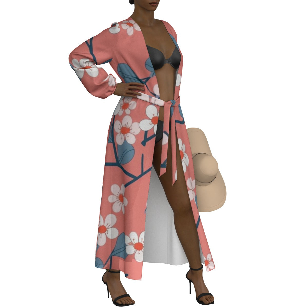 All-Over Print Women's Lace-up Chiffon Robe