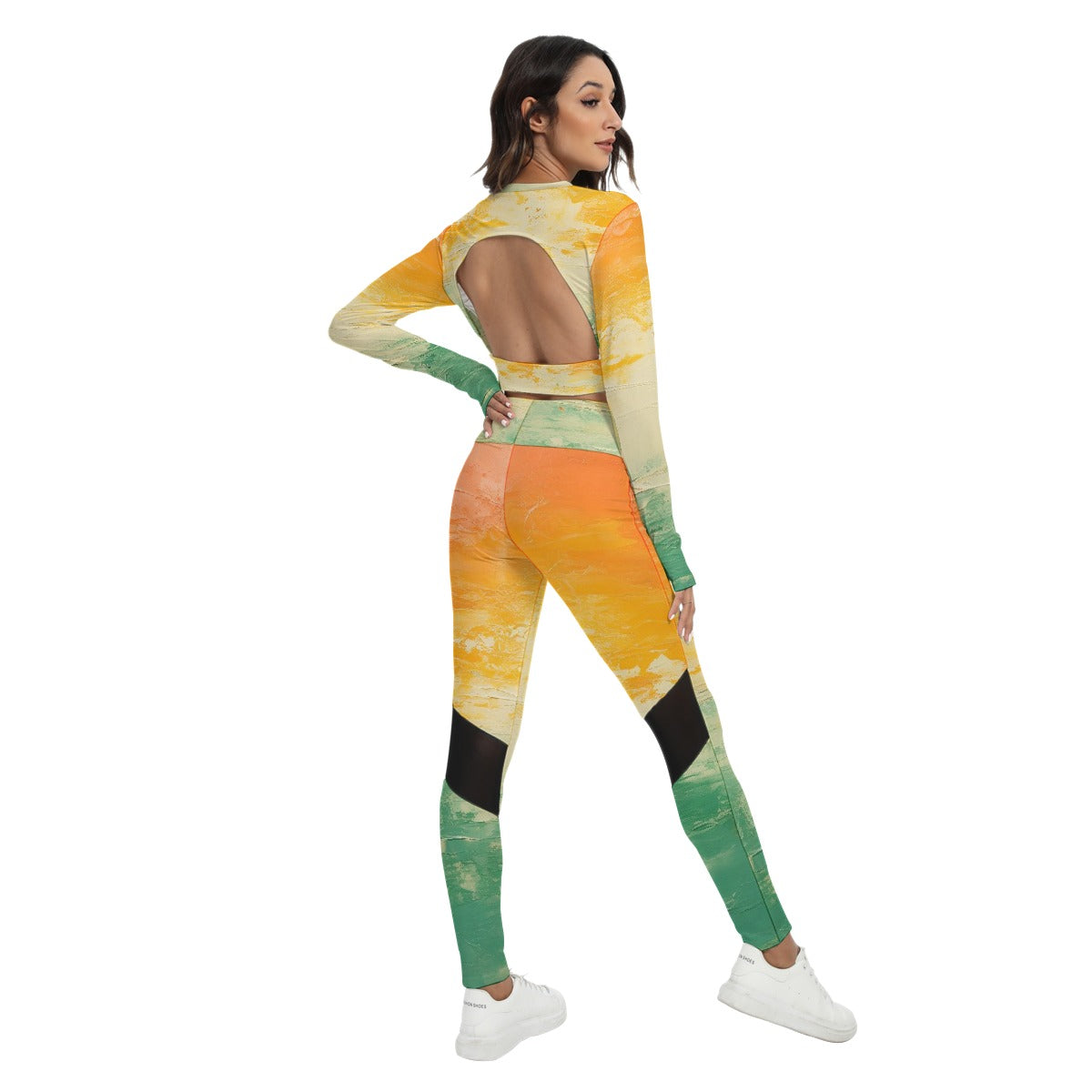 All-Over Print Women's Sport Set With Backless Top And Leggings