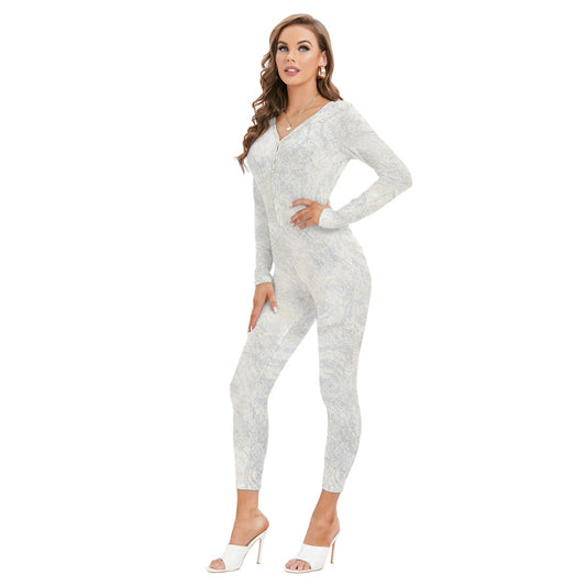All-Over Print Women's Plunging Neck Jumpsuit