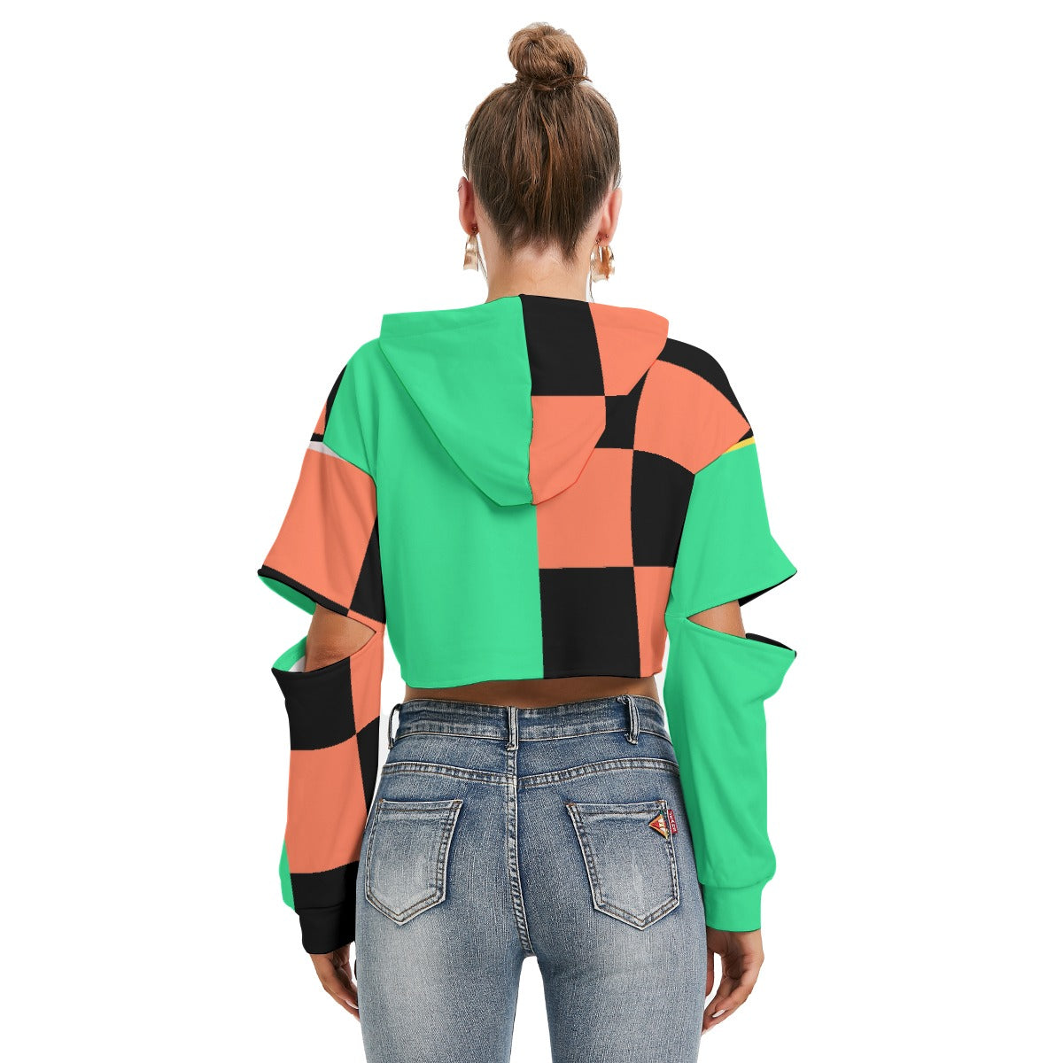 All-Over Print Women's Heavy Fleece Hoodie With Hollow Out Sleeve