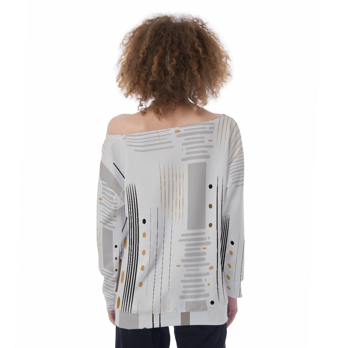 All-Over Print Oversized Women's Off-Shoulder Sweatshirt