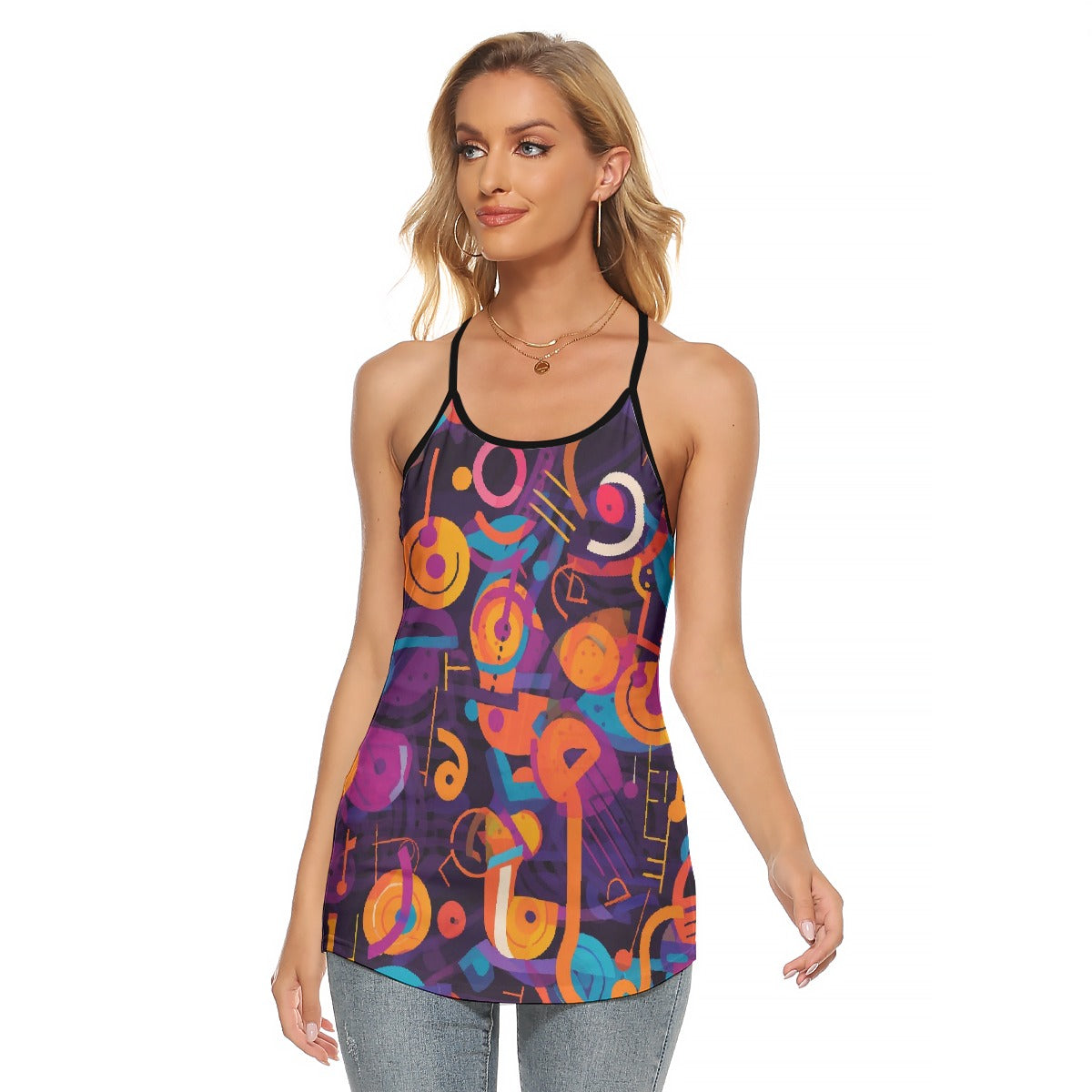 All-Over Print Women's Criss-Cross Open Back Tank Top