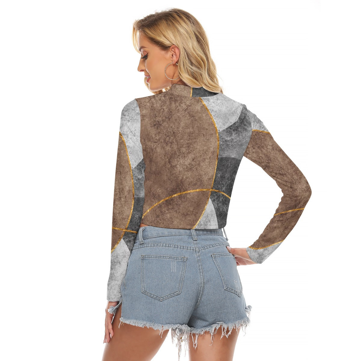 All-Over Print Women's Hollow Chest Keyhole Tight Crop Top