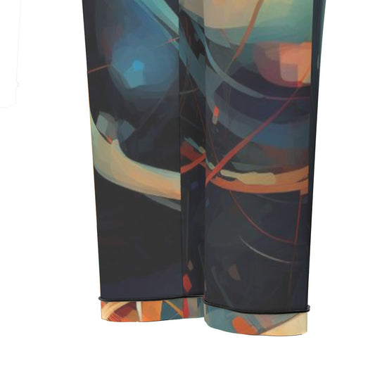 All-Over Print Women's Long Sleeve Pajama Set With Black Contrast Piping