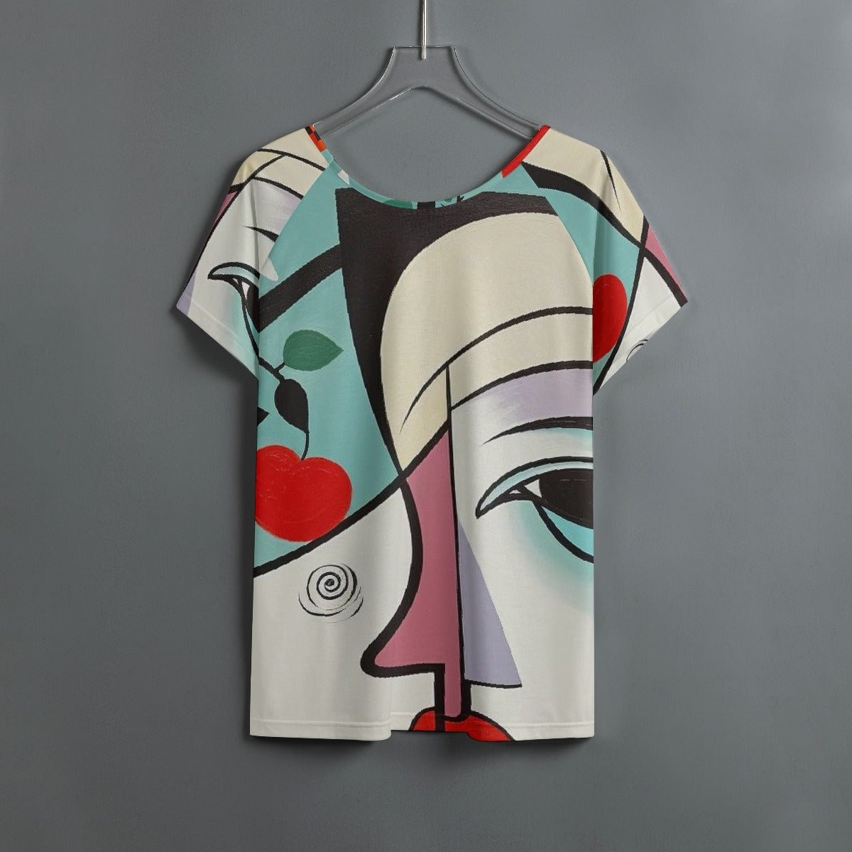 All-Over Print Women's Round Neck T-shirt With Raglan Sleeve