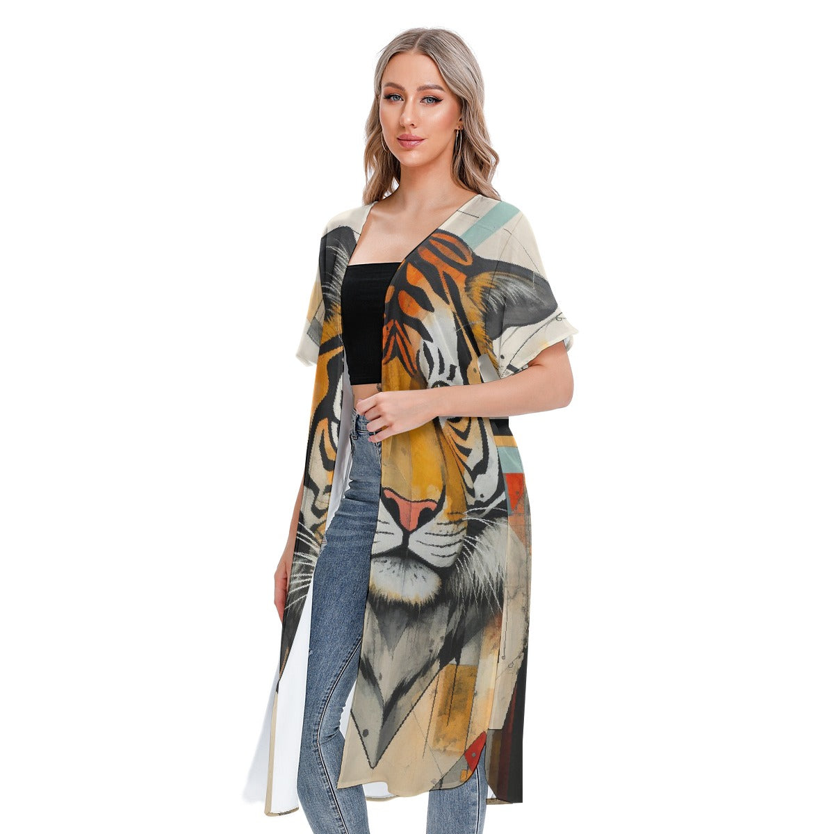 All-Over Print Women's Short Sleeve Cardigan