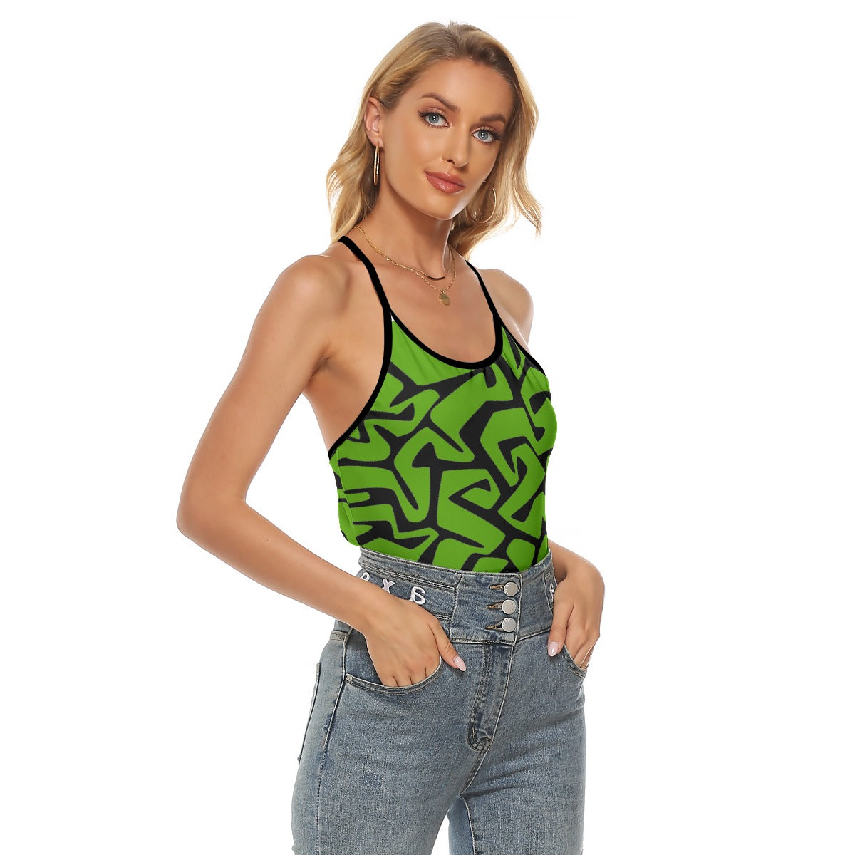 All-Over Print Women's Criss-Cross Open Back Tank Top