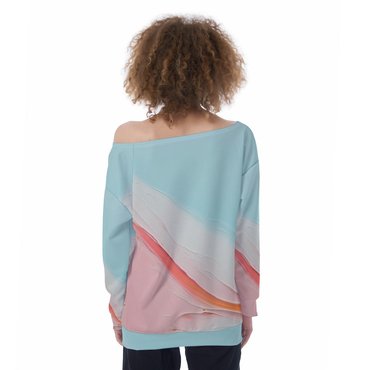 All-Over Print Oversized Women's Off-Shoulder Sweatshirt