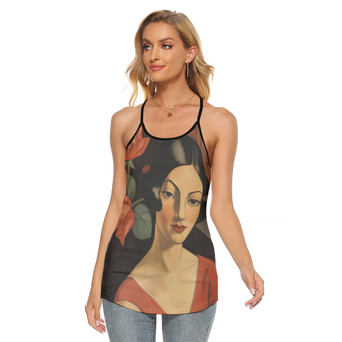 All-Over Print Women's Criss-Cross Open Back Tank Top
