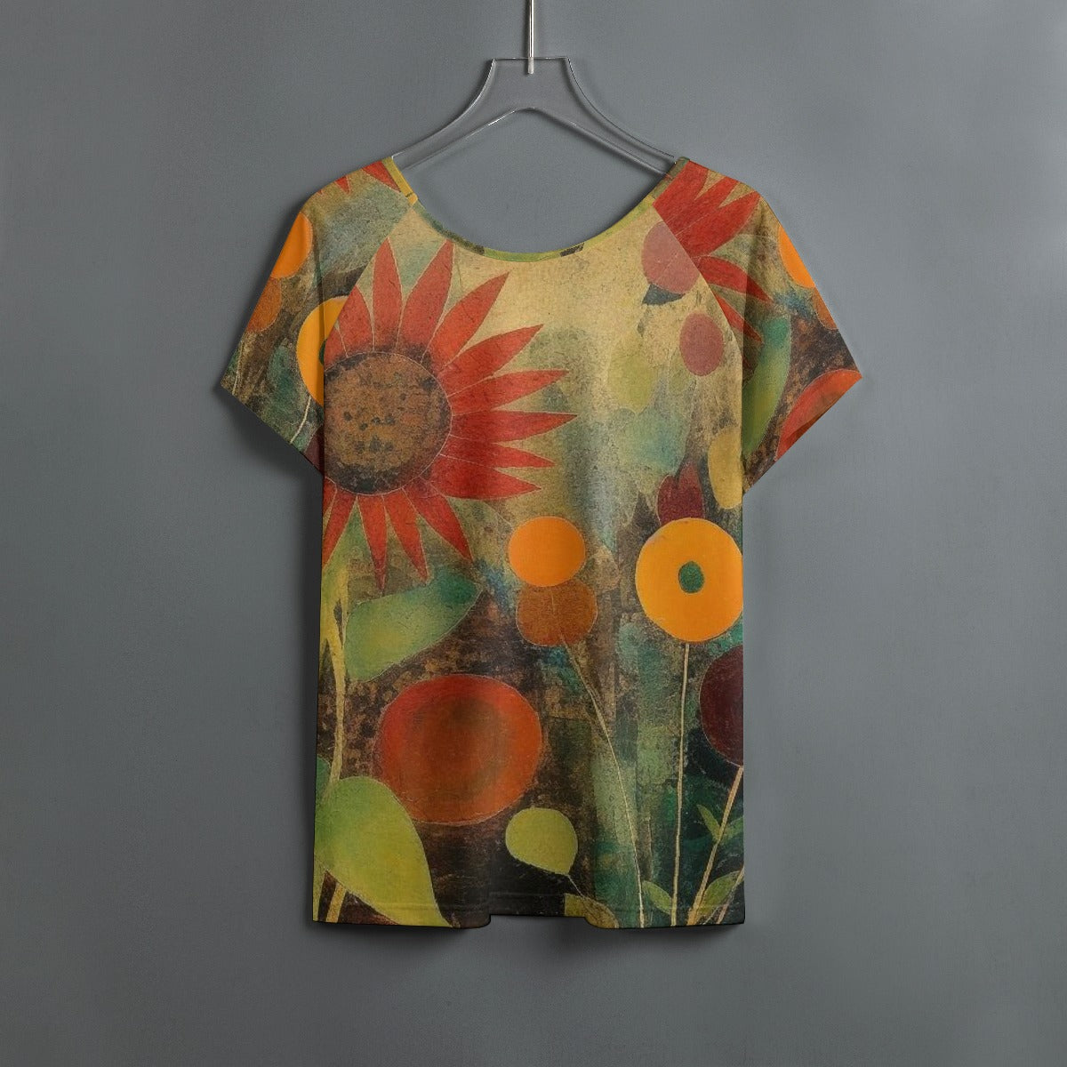 All-Over Print Women's Round Neck T-shirt With Raglan Sleeve