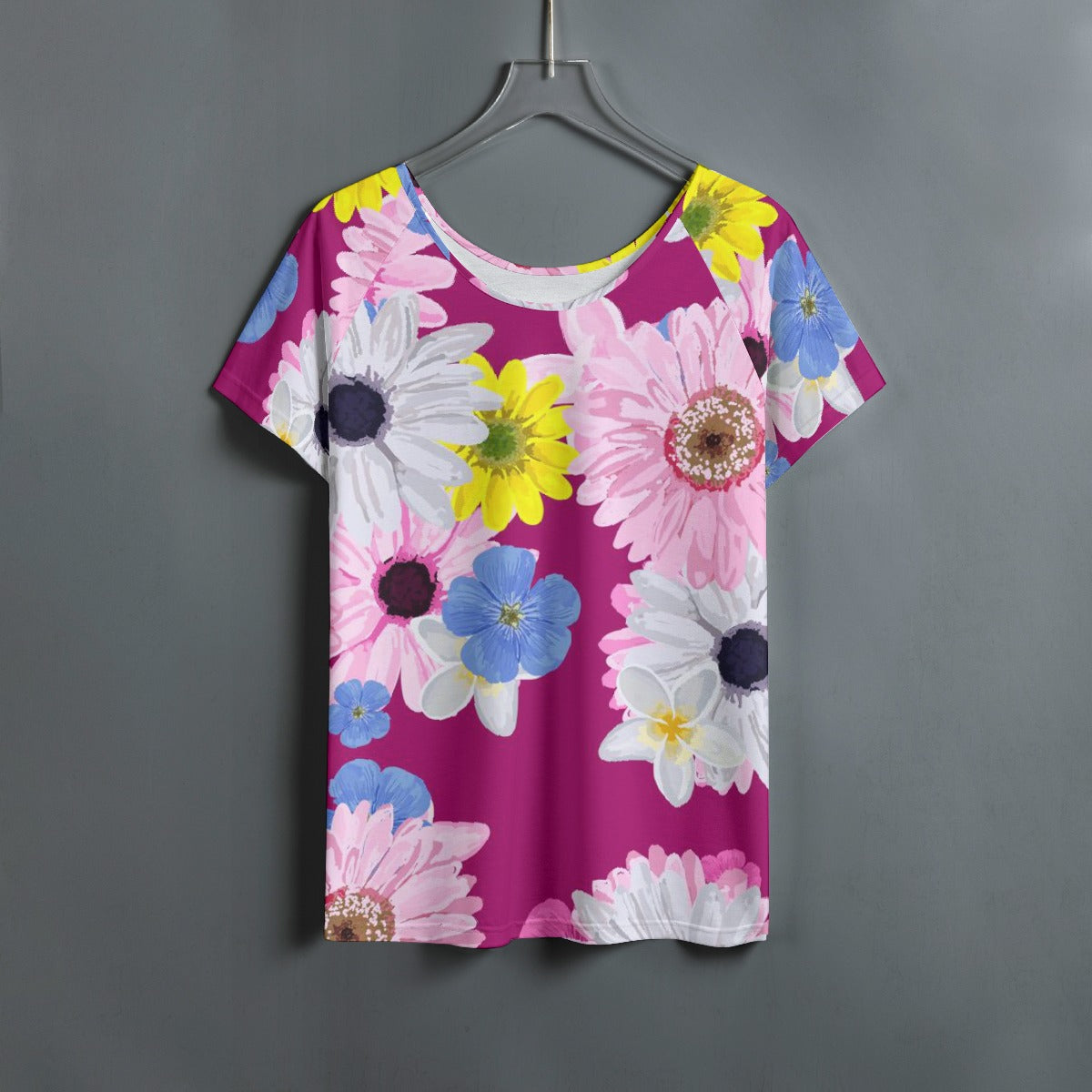 All-Over Print Women's Round Neck T-shirt With Raglan Sleeve