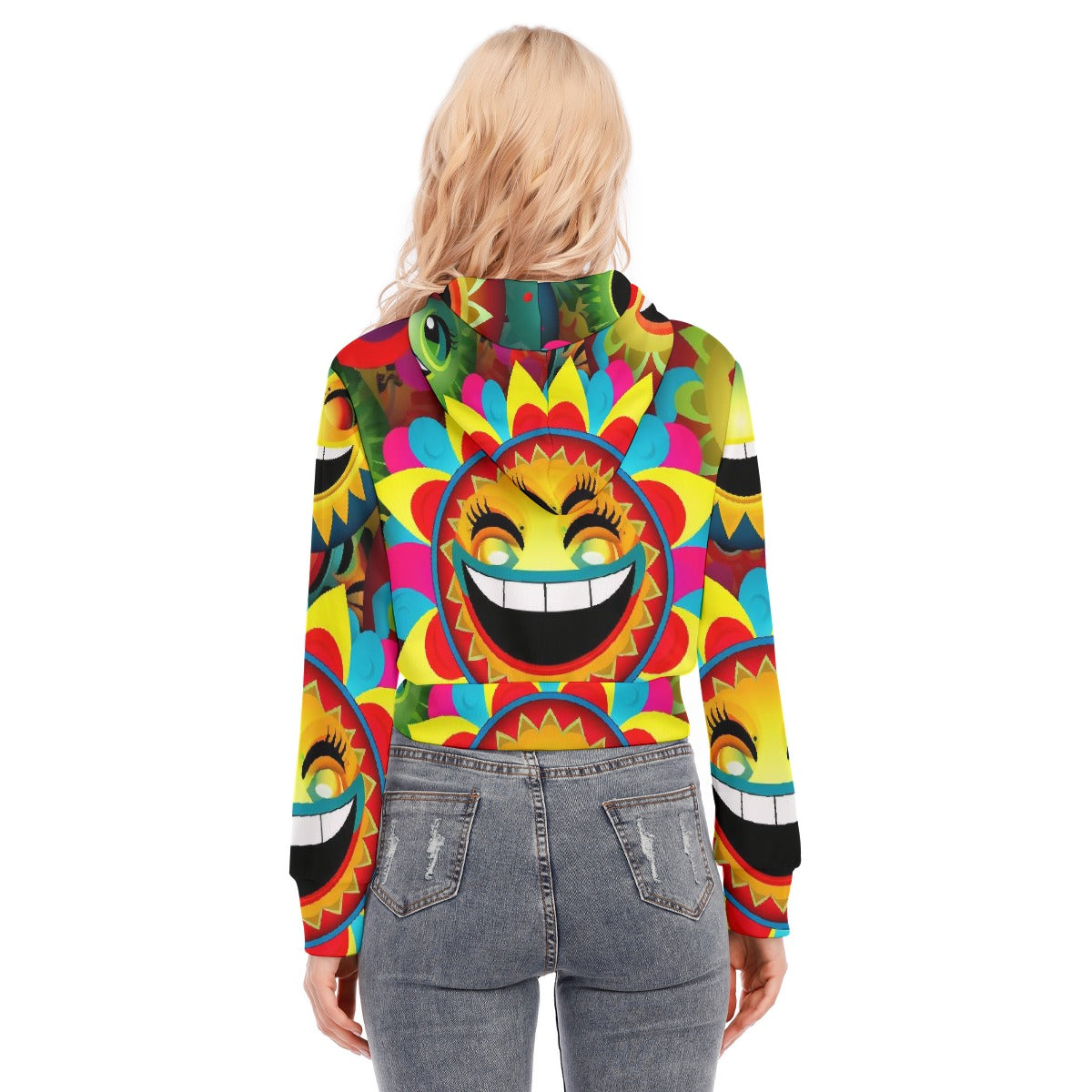 All-Over Print Women's Crop Top Hoodie With Zipper Closure