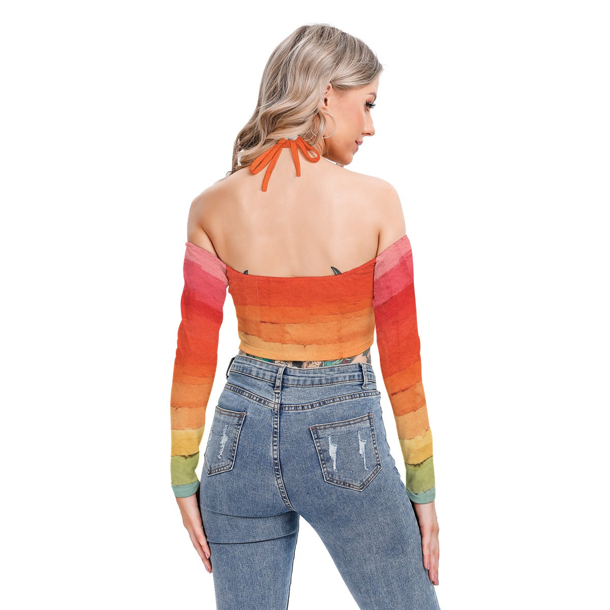 All-Over Print Women's Halter Lace-up Top