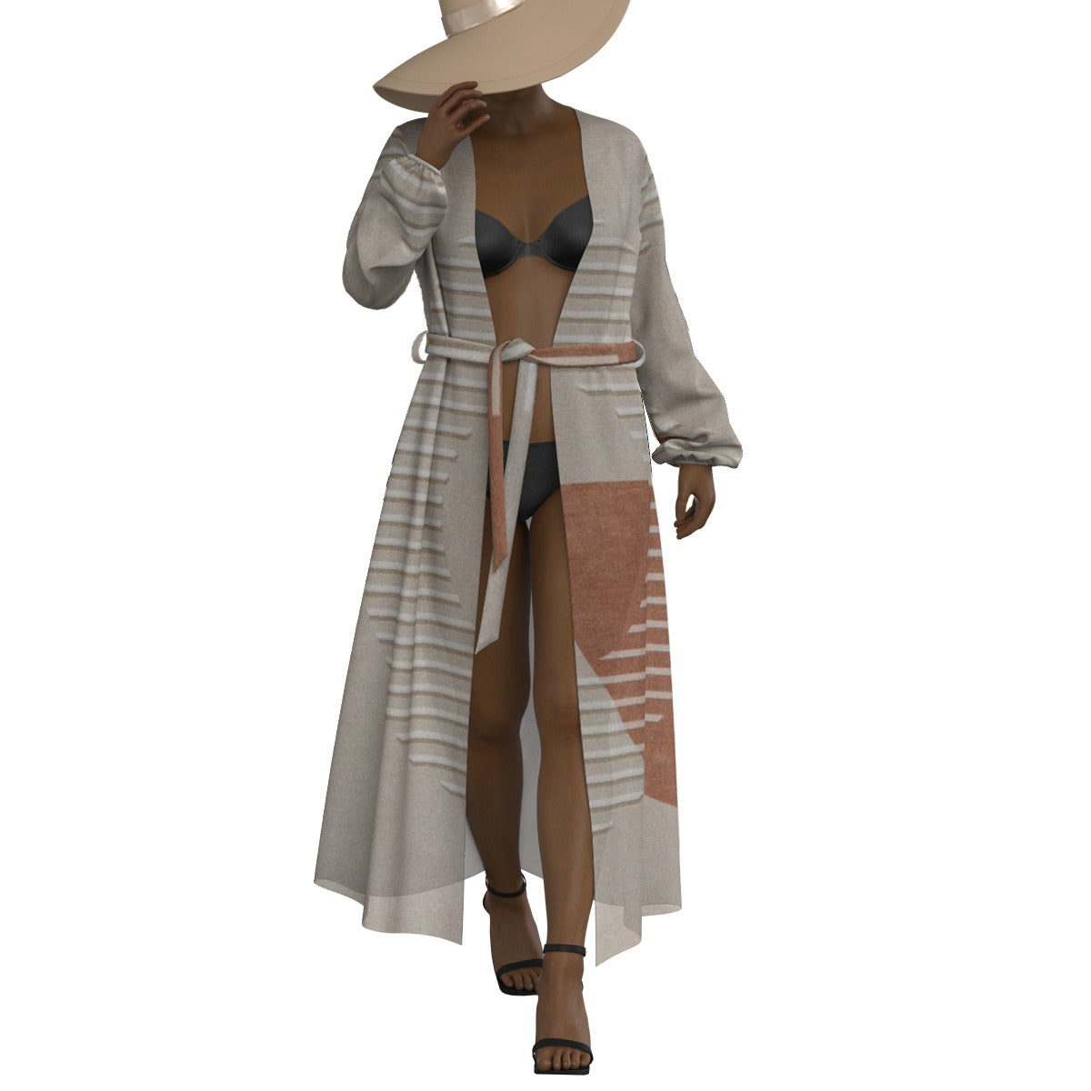 All-Over Print Women's Lace-up Chiffon Robe