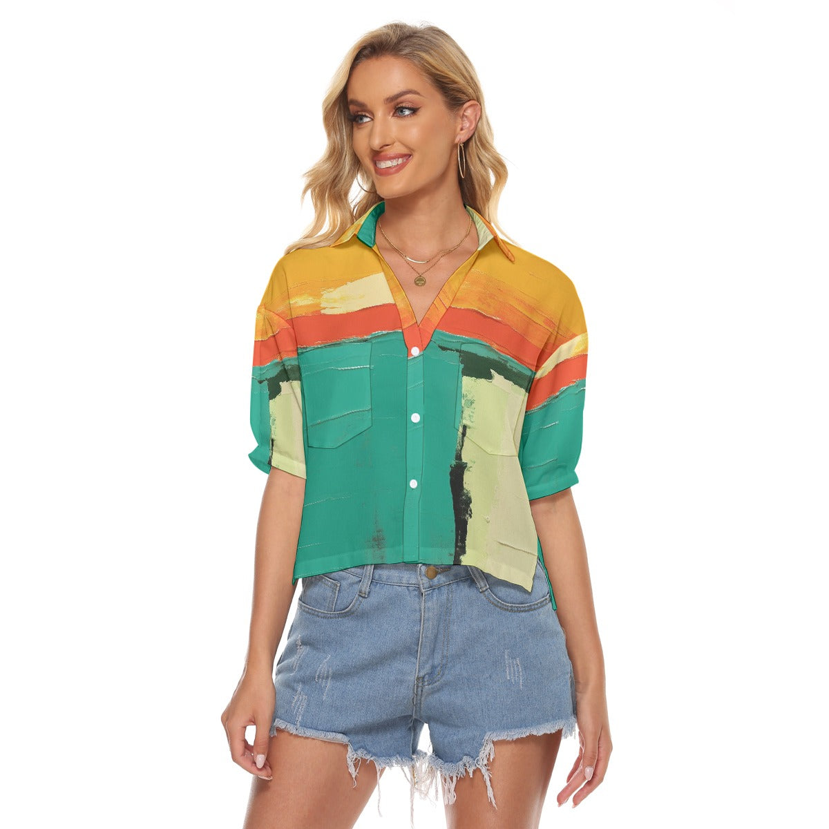 All-Over Print Women's V-neck Shirts