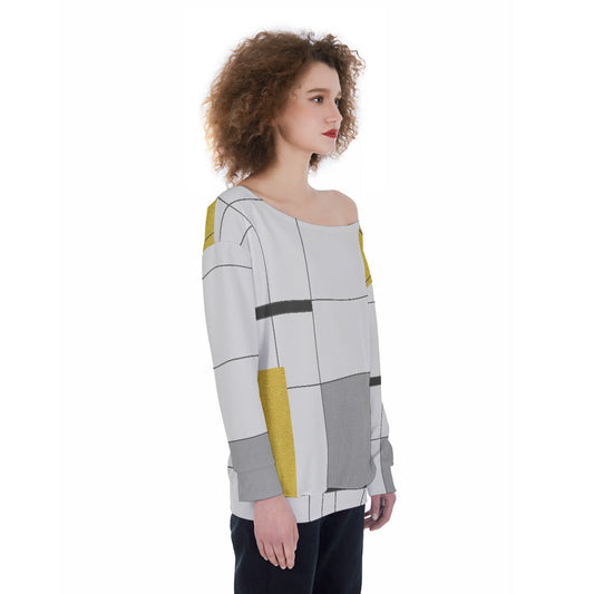 All-Over Print Oversized Women's Off-Shoulder Sweatshirt