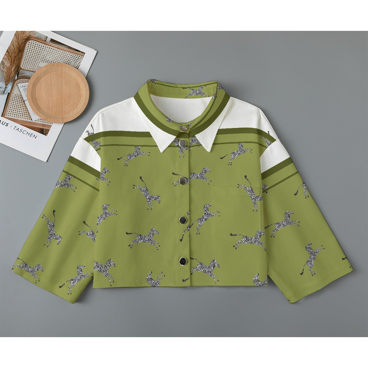 All-Over Print Women's Cropped Jacket | 245GSM Cotton