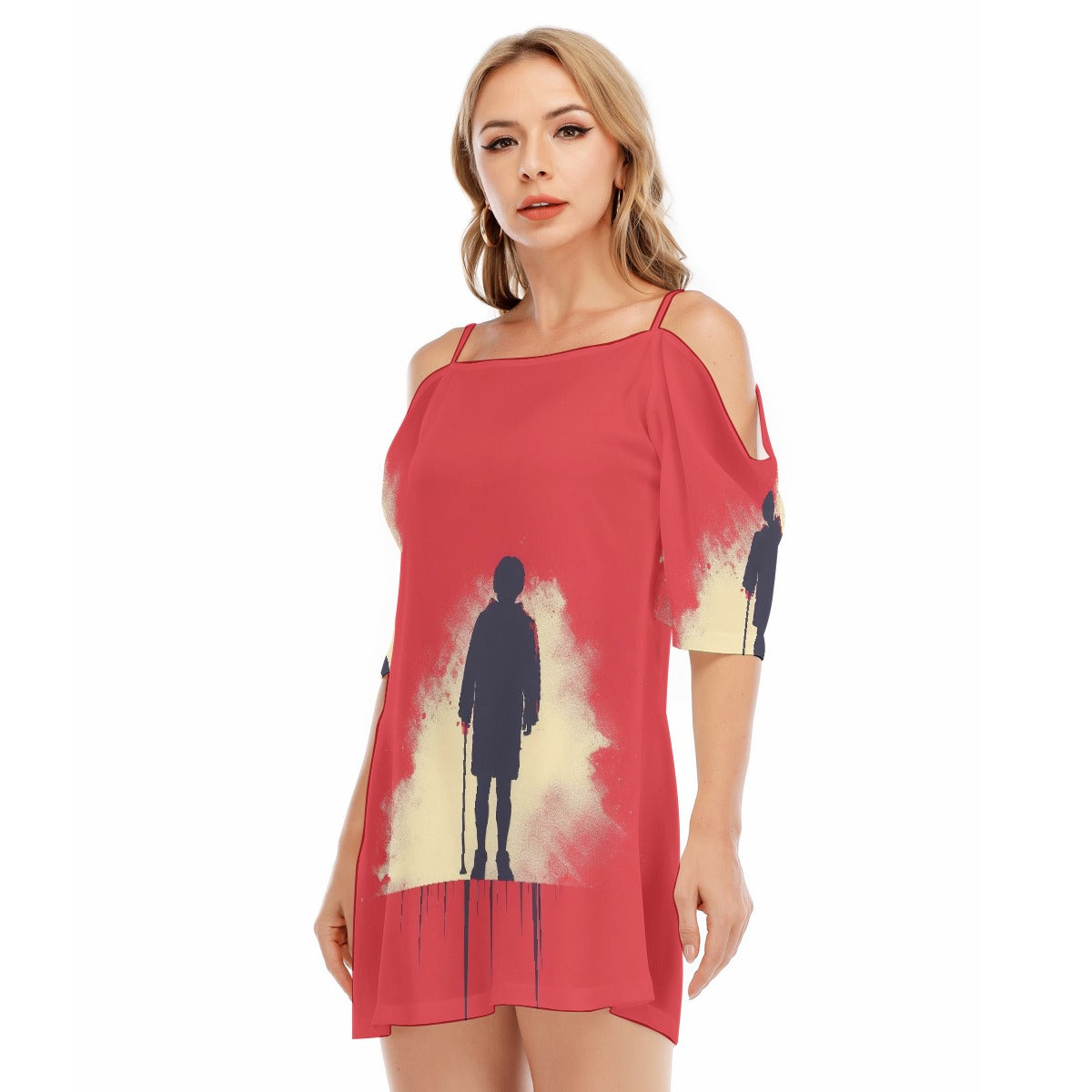 All-Over Print Women's Off-shoulder Cami Dress