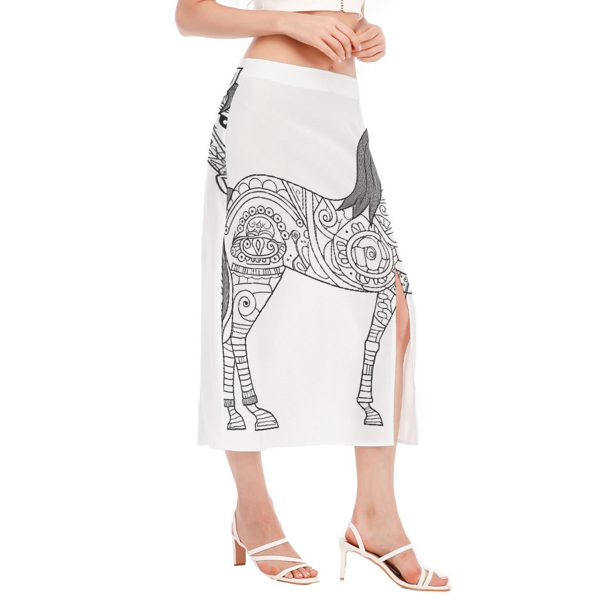 All-Over Print Women's High Slit Long Skirt