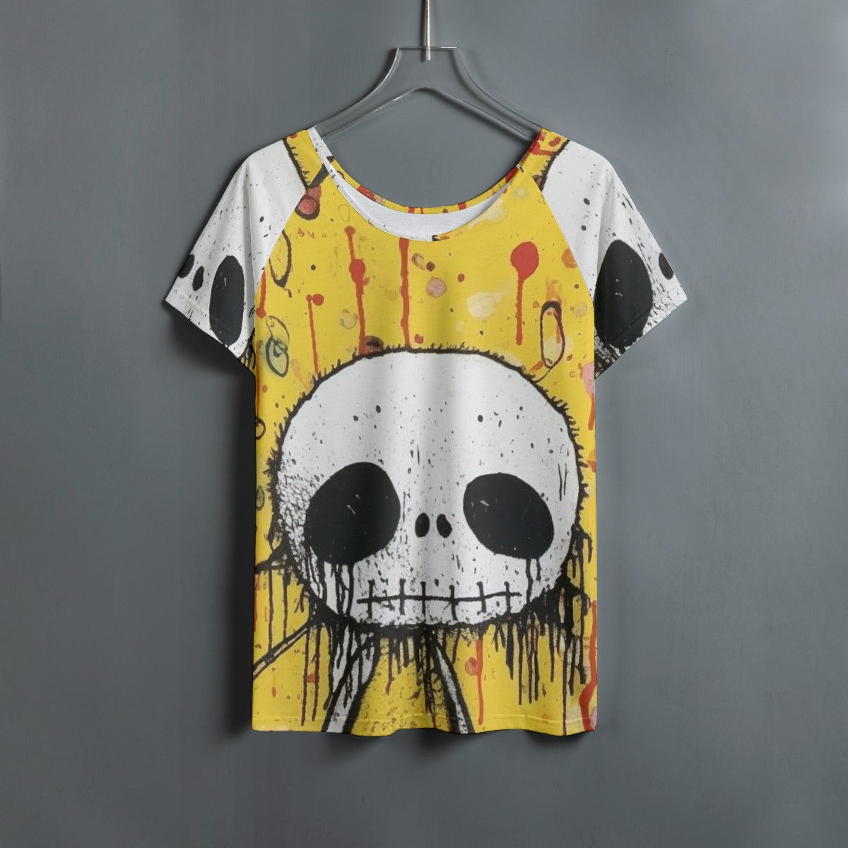 All-Over Print Women's Round Neck T-shirt With Raglan Sleeve