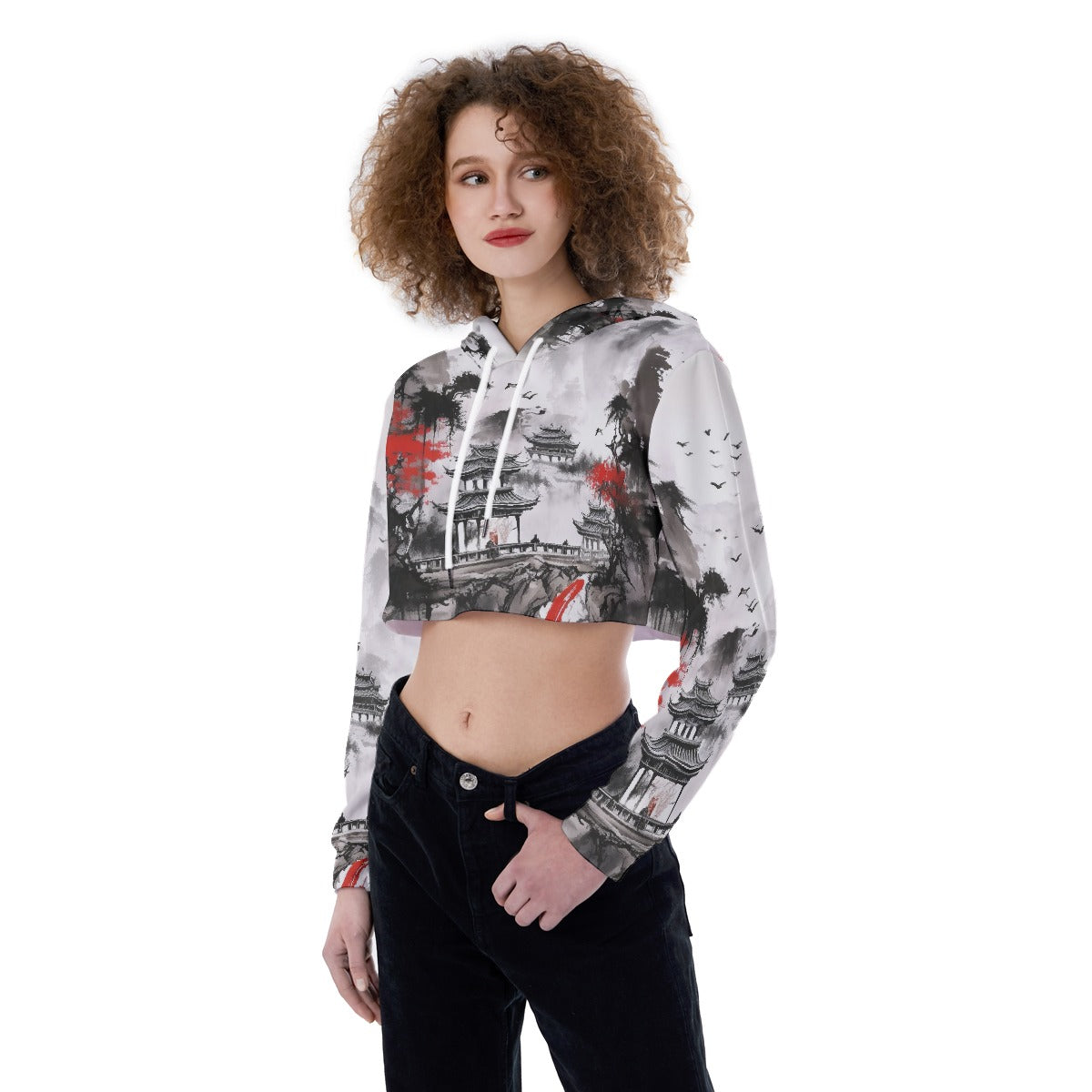All-Over Print Women's Crop Top Hoodie