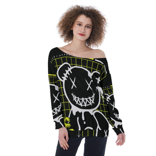 All-Over Print Oversized Women's Off-Shoulder Sweatshirt